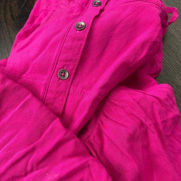 Magenta Poplin Strappy Button-Up Mini Dress with Pockets Size Small - Picture 5 of 5